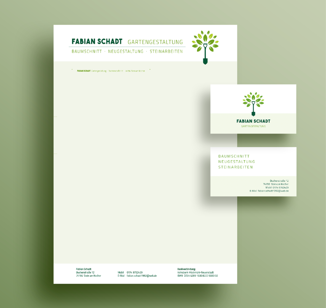 rothweiler | grafische kommunikation – Fabian Schadt, Gartengestaltung – Briefbogen + Visitenkarten