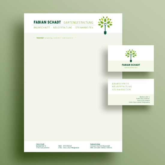 rothweiler | grafische kommunikation – Fabian Schadt, Gartengestaltung – Briefbogen + Visitenkarten